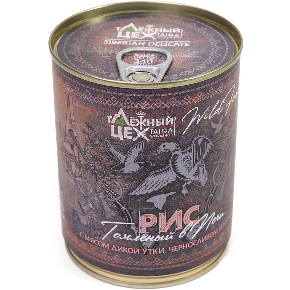 Рис с дикой Уткой, черносливом и нутом томленый в печи  340г.