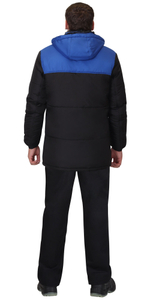 Куртка "ДРАЙВ" зимняя мужская, черная с васильковым, подкладка иск. мех (ЧЗ) тк.Дюспо
