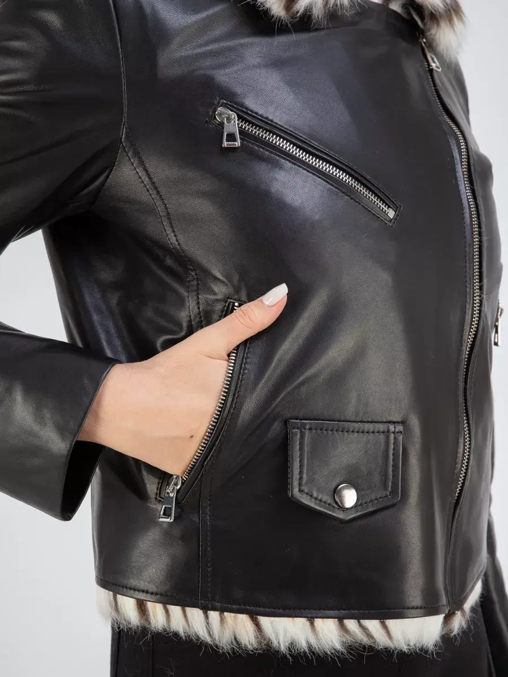 Кожаная куртка демисезонная утепленная косуха