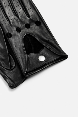 ZARA КОЖАНЫЕ ПЕРЧАТКИ, ЧЕРНЫЙ