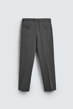 ZARA БРЮКИ REGULAR FIT ИЗ СМЕСОВОЙ ШЕРСТИ NON IRON, СЕРЫЙ