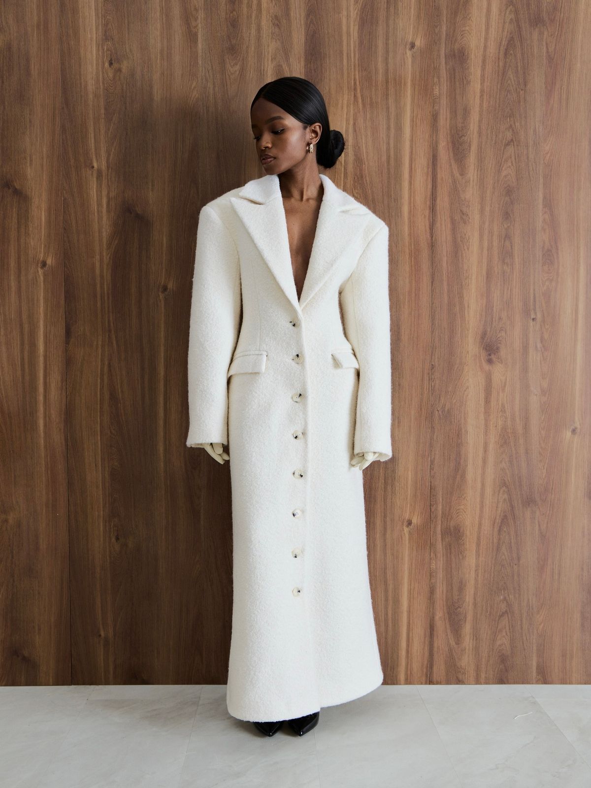 Пальто однобортное приталенное Ivory