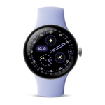 Умные часы Google Pixel Watch 4, 41 мм, Wi-Fi, ремешок цвета «голубой ирис» Полированный серебристый корпус из переработанного алюминия, ремешок из фторэластомера с покрытием «софт-тач» и застёжкой pin-and-tuck — на запястье обхватом 130–210 мм