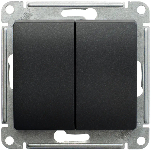 GLOSSA 2-клавишный ПЕРЕКЛЮЧАТЕЛЬ, сх.6+6, 10АХ, механизм, АНТРАЦИТ