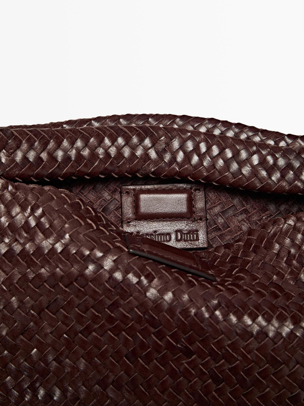 Massimo Dutti Плетеная сумка из кожи наппа, пестро-коричневый