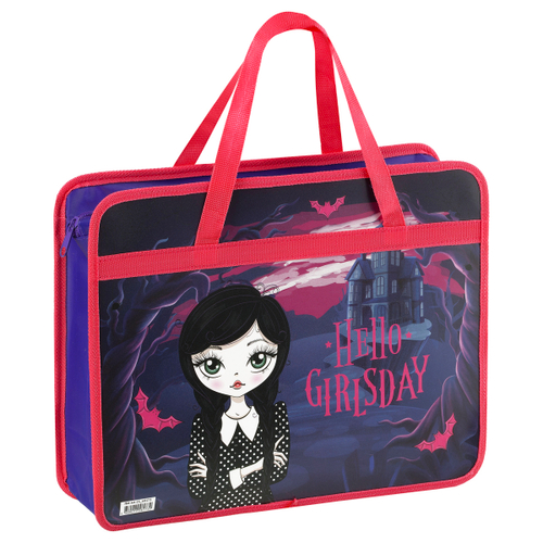 Папка с ручками А4 "Girlsday", пластик, на молнии, 75мм, ArtSpace