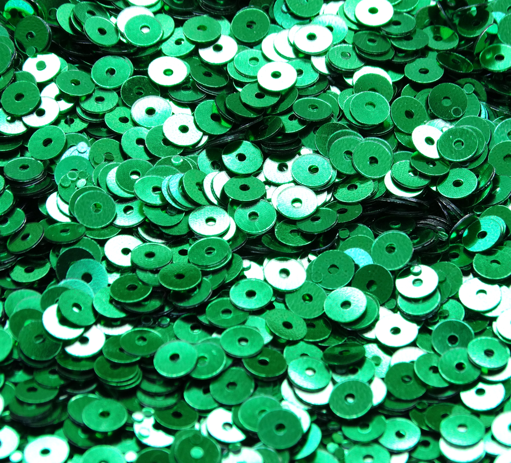 ПЛ013НН5 Пайетки круглые плоские, цвет: зеленый металлик, 5 мм, 10 грамм