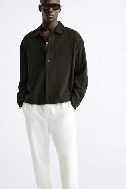 ZARA БРЮКИ EASY CARE С ПОЯСОМ НА ШНУРКЕ,  БЕЛЫЙ