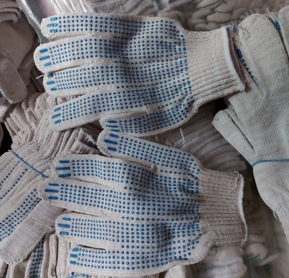 Перчатки Х/Б Белые 10/5 с ПВХ точка ПАРА