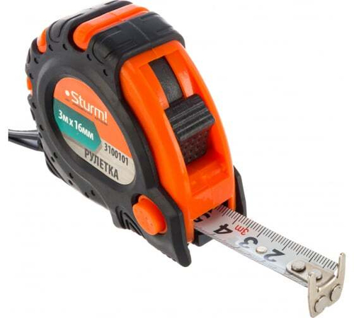 Рулетка 3м 16мм 2-сторон. шкалой. усил Штурм