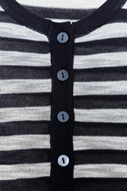 ZARA СВИТЕР В ПОЛОСКУ С ПУГОВИЦАМИ, ТЕМНО-СИНИЙ/БЕЛЫЙ