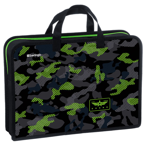 Папка с ручками 1 отделение, А4 Berlingo "Black and green", 340*245*75мм, пласт