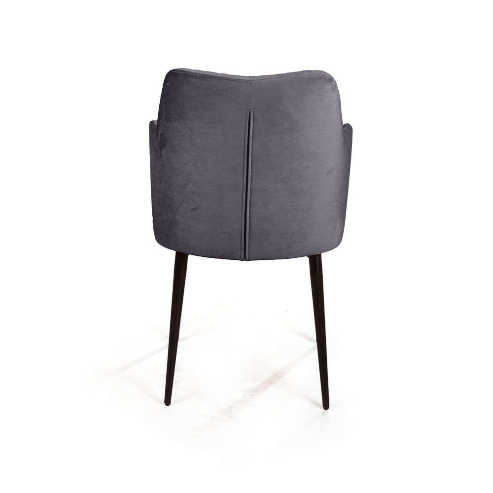 Стул с подлокотниками Hunt ромб, бархат серый 27 / чёрный конус