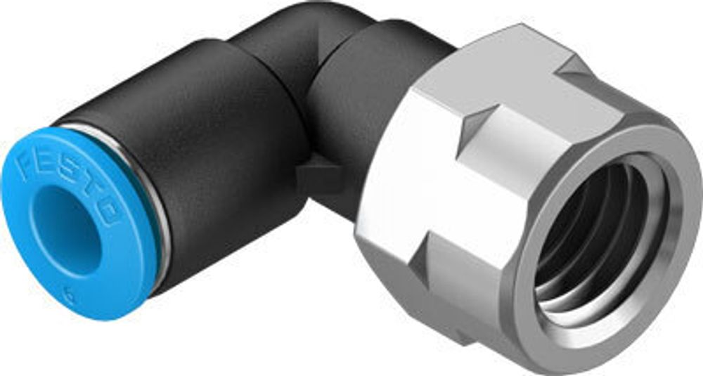 QSLF-1/4-6-B Угловой штуцер с цанговым зажимом и резьбой