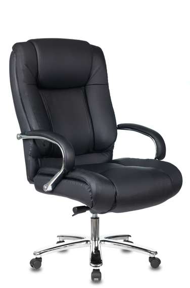 Кресло руководителя Бюрократ T-9925SL черный кожа крестов. металл хром