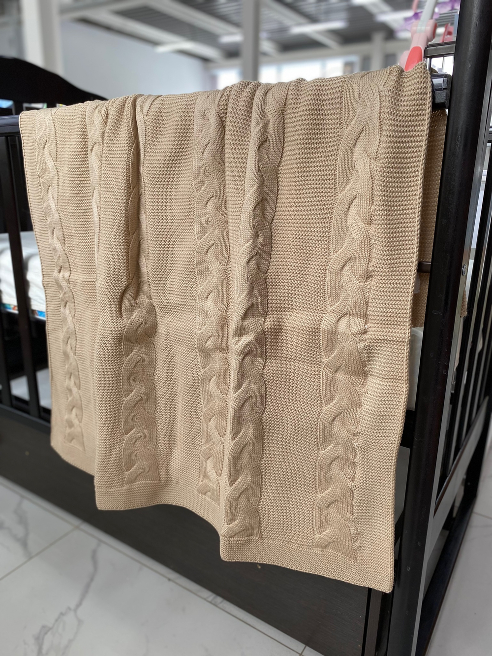 Плед вязаный на синтепоне "Выписка" (Цвет: Серый)