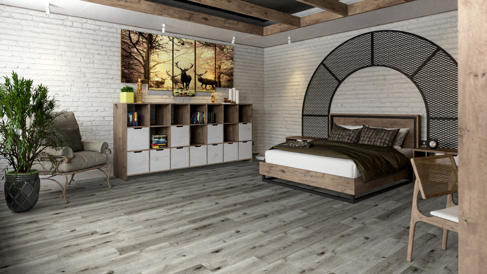LVT-плитка Damy Floor T7020-5D-LVT Дуб Состаренный Серый