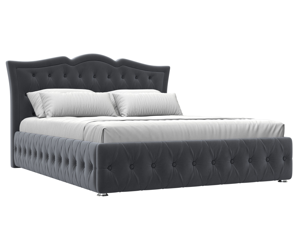 Кровать интерьерная Герда 160, Серый, Велюр, 120205