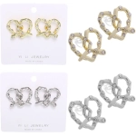 Серьги «ЭЛЛОДИ», сердечки, цвет золото и серебро, 4,2*2см