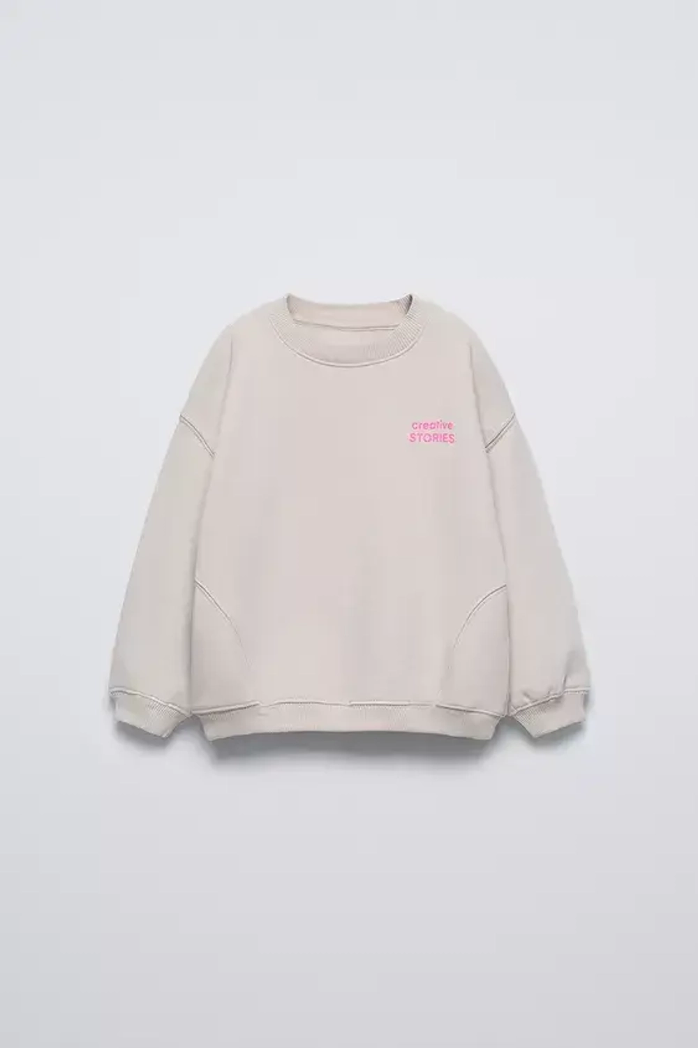 ZARA ОДНОТОННАЯ ТОЛСТОВКА С НАДПИСЬЮ, КАМЕННО-СЕРЫЙ