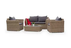 "Капучино Сингл" лаунж-зона из искусственного ротанга, цвет соломенный