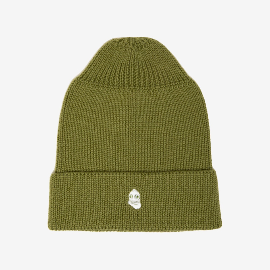 Beanie Hat Embroidered Logo Light Khaki