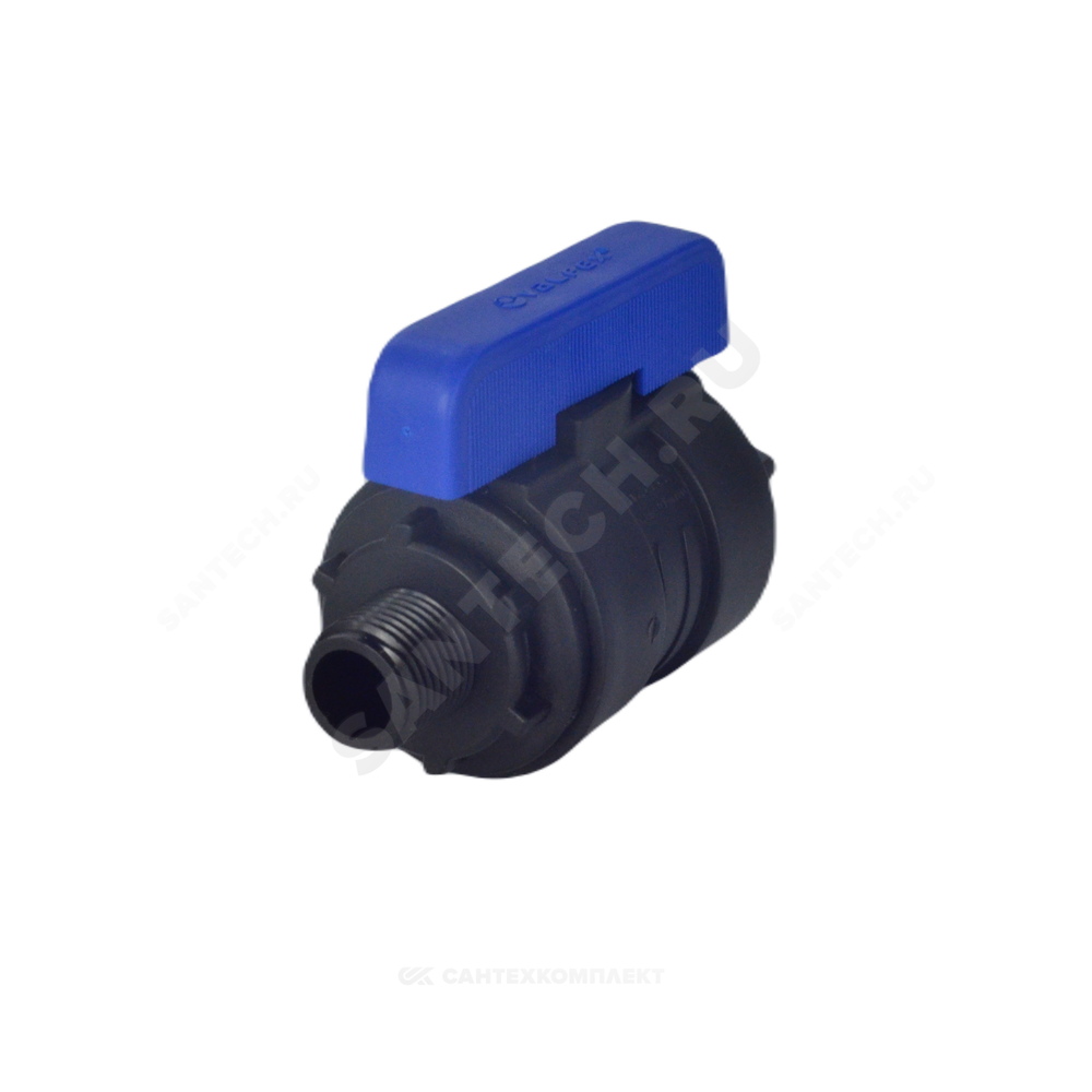 Кран шаровой компрессионный ПЭ Ду 46 1 1/2"x2" НР/ВР Ру16 VALFEX 1210012112200