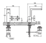 Смеситель для раковины Ritmonio Waterblade дизайнерский с двумя вентилями, донный клапан, хром H0BA1010CRL