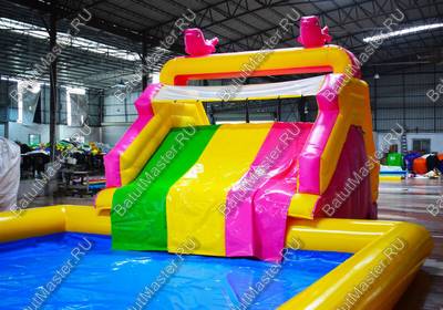 Надувная водная горка с бассейном «Карамелька», 10*6*4 м
