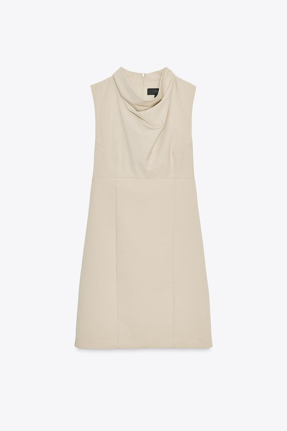 ZARA КОРОТКОЕ ПЛАТЬЕ С ДРАПИРОВАННЫМ ВЫРЕЗОМ, БЕЖЕВЫЙ