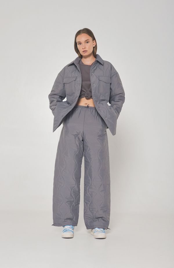 Брюки стёганые AT019 серые - фото 8