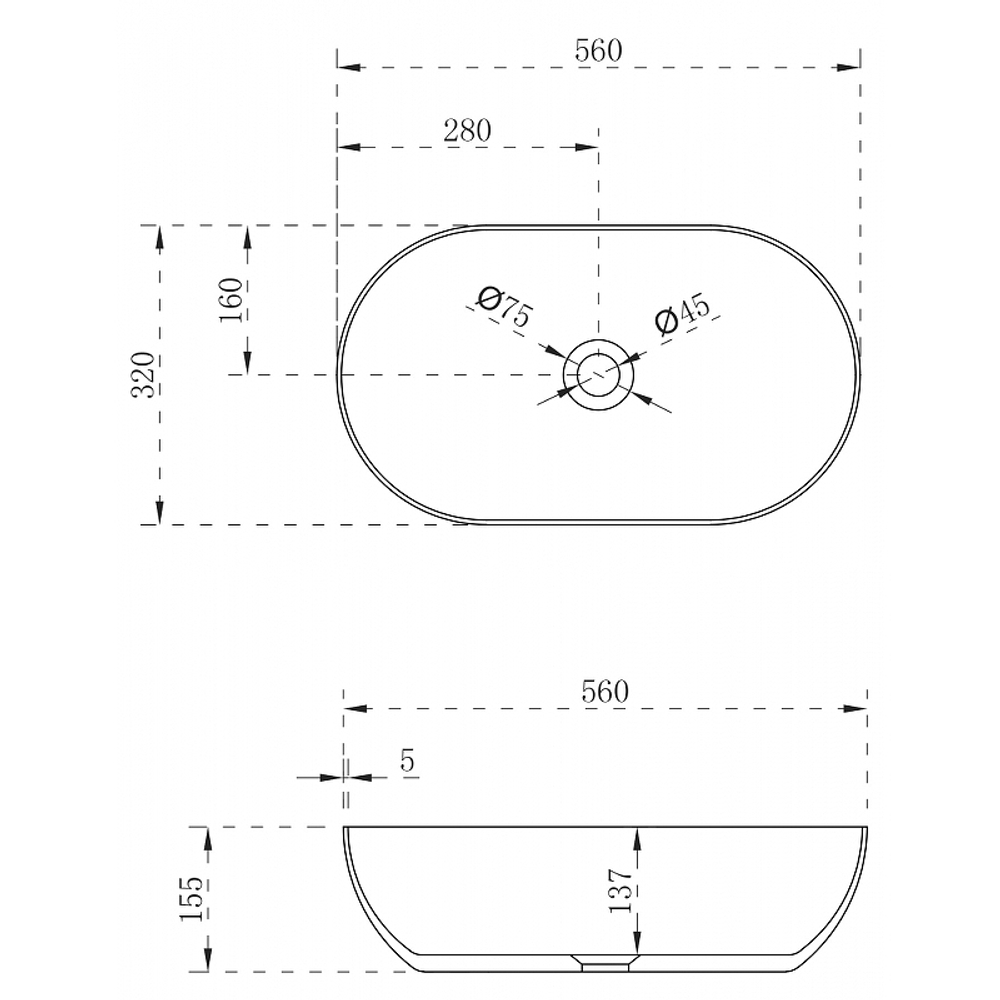 Раковина-чаша Abber Stein 56 AS2611 Белая матовая