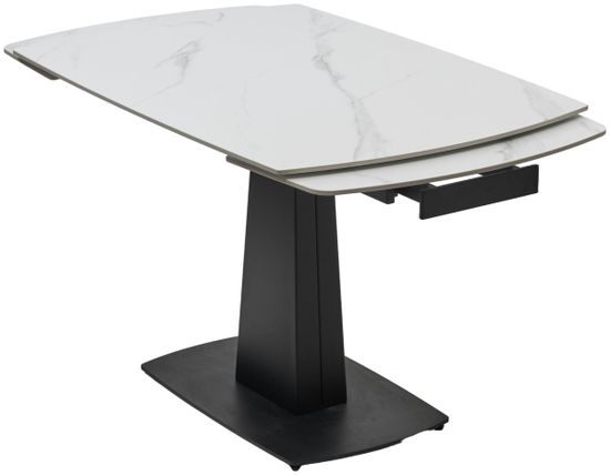 Стол BALDE 140 MATT WHITE MARBLE SOLID CERAMIC / BLACK