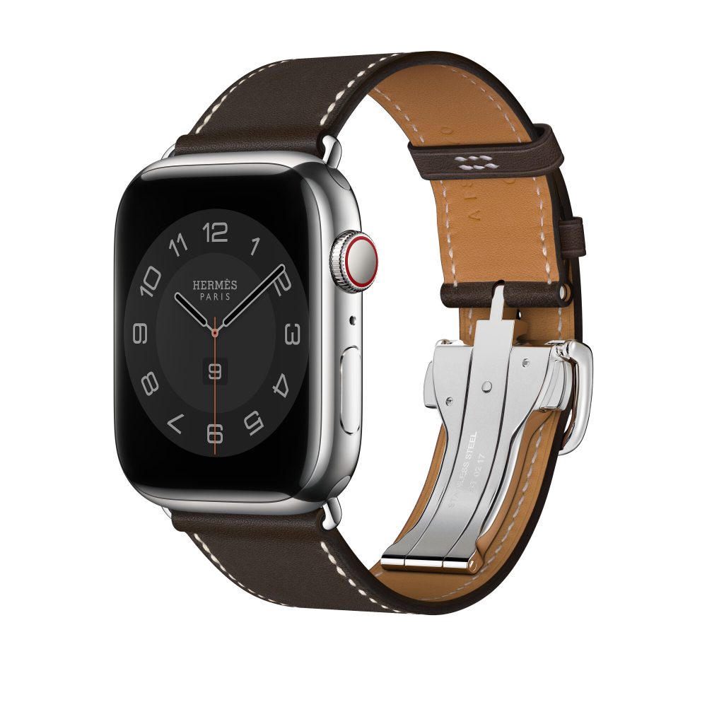 Apple Watch Hermès - 45mm Ebène Barénia Leather Single Tour Deployment Buckle