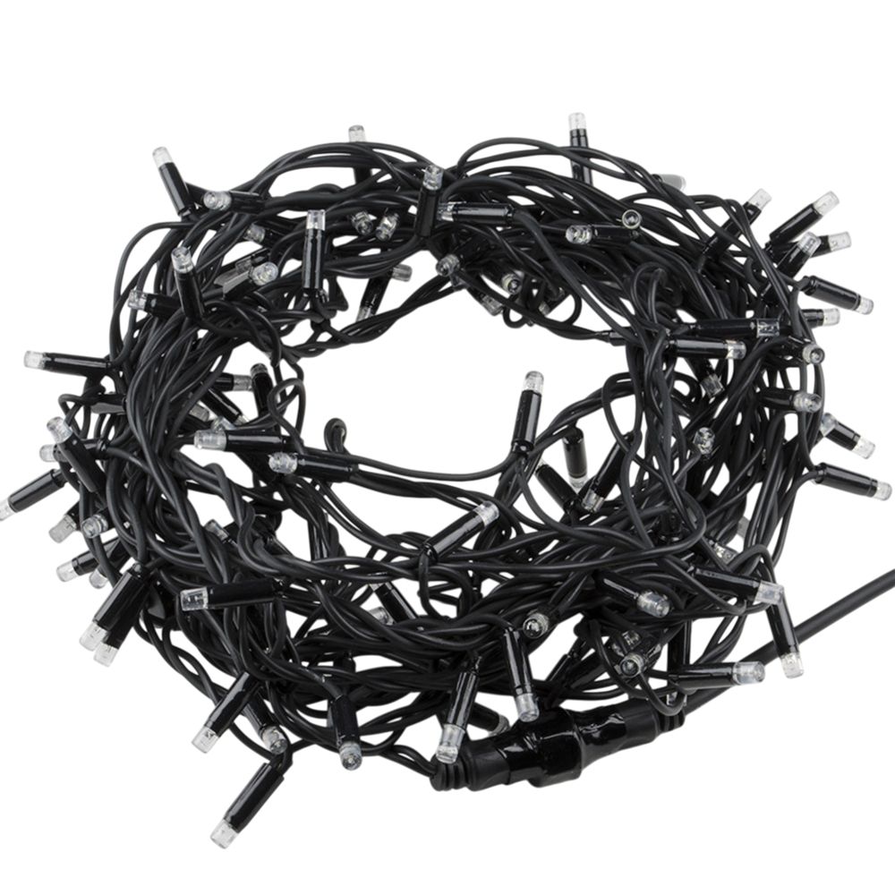 ULD-F90PRO S10M-100-TBK WH Гирлянда светодиодная. 10м. без вилки. С эффектом мерцания. Соединяемая. 100 светодиодов. Белый свет 6000K. IP67. Провод черный. ТМ Uniel