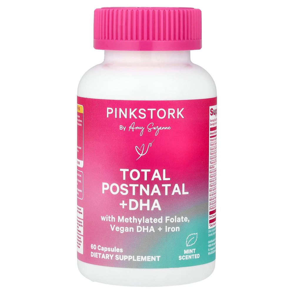 Pink Stork, Total Postnatal + ДГК, мята, 60 капсул