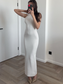 Платье вязаное, базовое, длинное, без рукавов