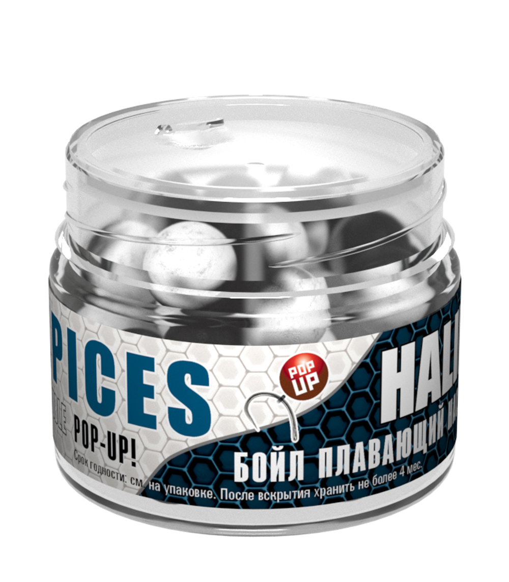 Бойлы насад. плав. двух цв. Sonik Baits SPICES-HALIBUT Fluo Pop-ups 14мм 90мл
