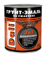 ГРУНТ- ЭМАЛЬ ПО РЖАВЧИНЕ "DALI" 3 В 1 МОЛОТКОВАЯ ЧЕРНАЯ 2 Л "РОГНЕДА"