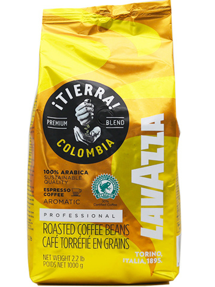 Кофе в зернах Lavazza Tierra Colombia 1000 г, смесь 100% вымытой арабики из Колумбии