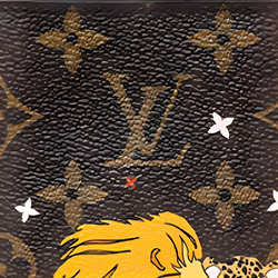 LOUIS VUITTON Canvas Card Holder Passport Holder Women"s Brown & Multicolor