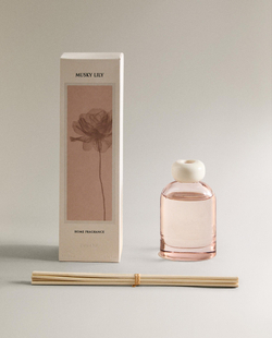 Zara Home Аромадиффузор Musky Lily 120 мл, тростниковые палочки микадо, аромат цветочный древесный, Розовый