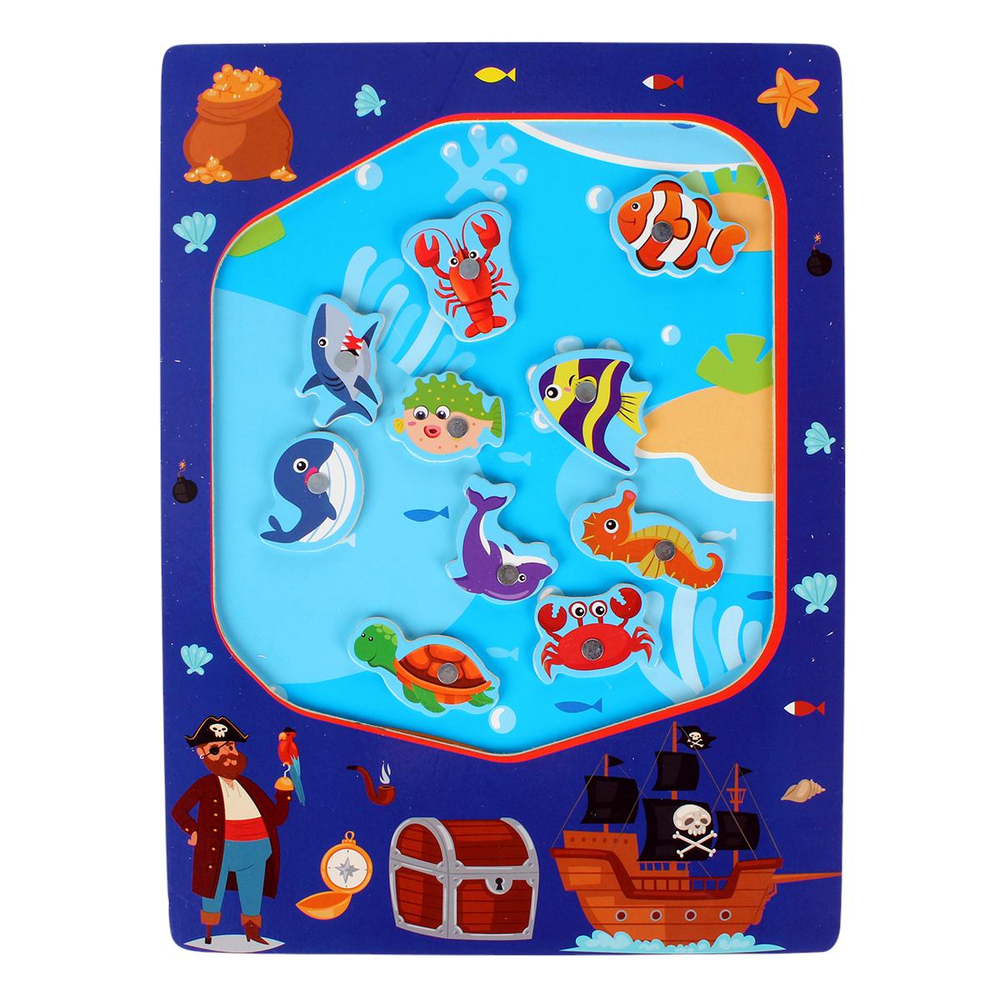 Развивающая игрушка деревянная Рыбалка магнитная, C-41816