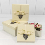 Коробка 19х19х9.5 см Набор 3 шт "For You" с бантом (Бежевый)