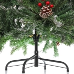 Ёлка «Морозная» 240 см, ПВХ с шишками,ягодами и белым напылением (1566 веток)