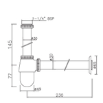 Jaquar, сифон для раковины, Хром ALE-CHR-773ML190X125