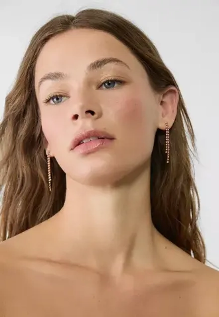 STRADIVARIUS Набор из 9 пар сережек со стразами, розовый