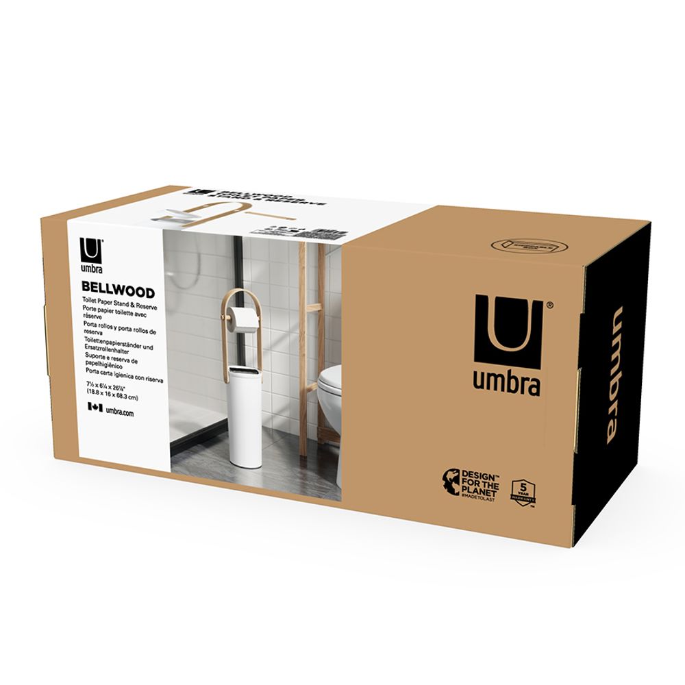 Держатель-органайзер для туалетной бумаги Bellwood, белый/натуральное дерево
