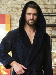 Халат мужской DOMINIC с капюшоном Синий "Polens"