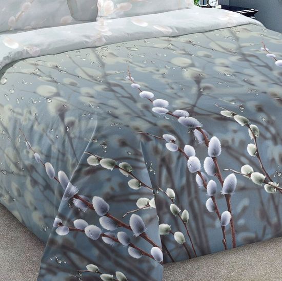 Семейный комплект постельного белья Весенняя капель перкаль